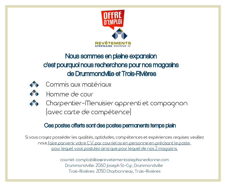 Nous recrutons en ce moment